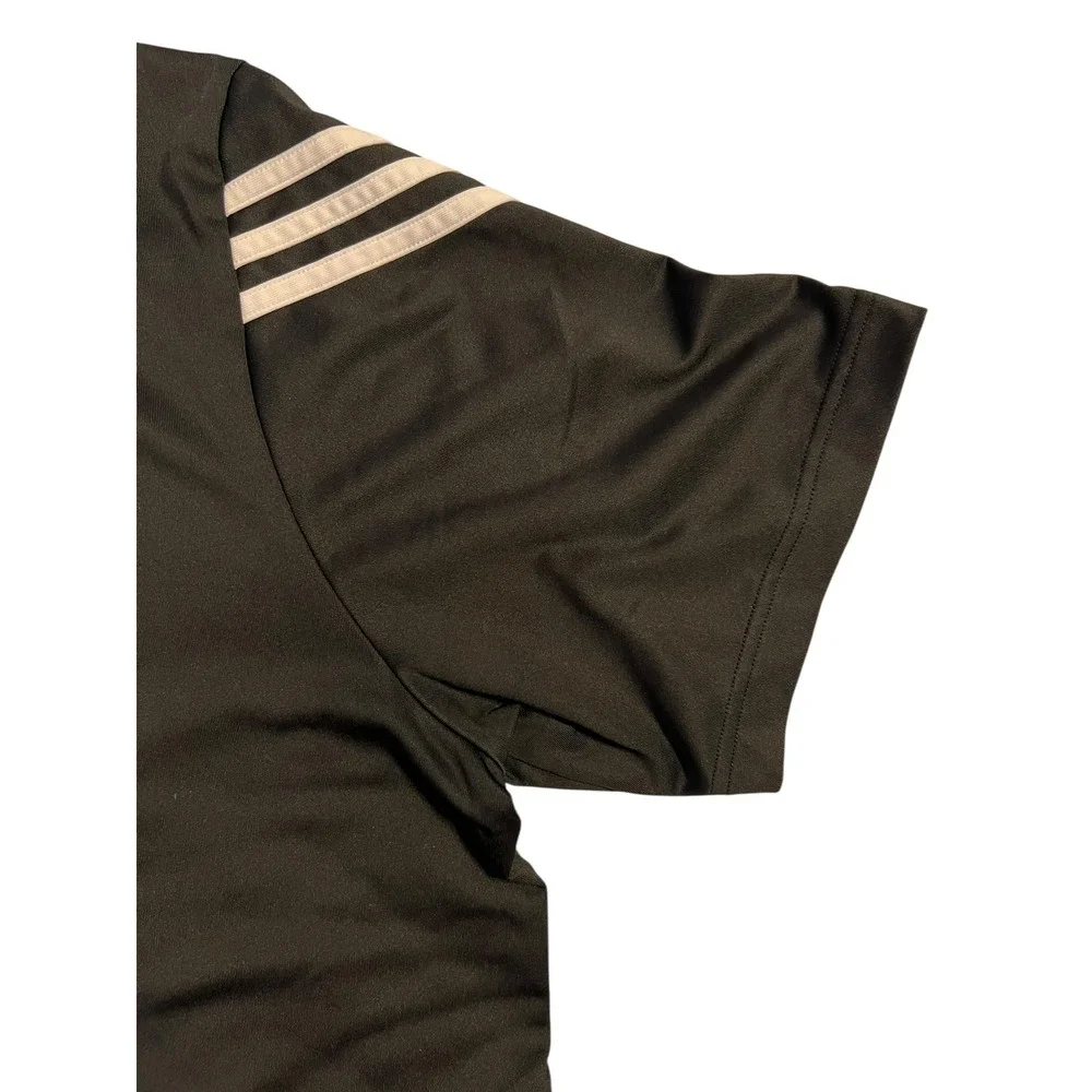 Adidas Puremotion Black Golf Polo Shirt Men's Medium 3 Stripe Stretch Climalite